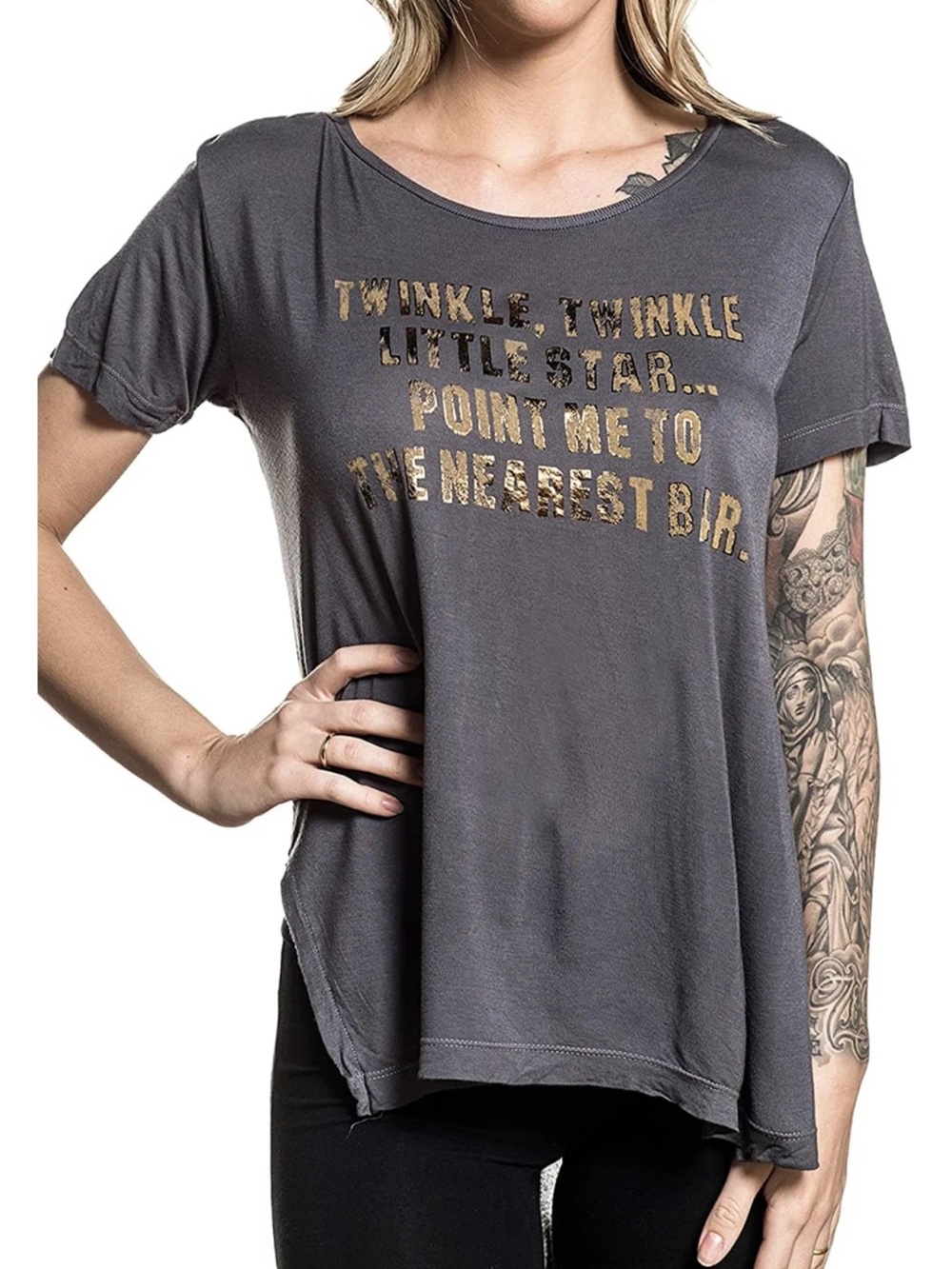 Chillionaire by Affliction Women's T-Shirt TWINKLE SIDE Biker